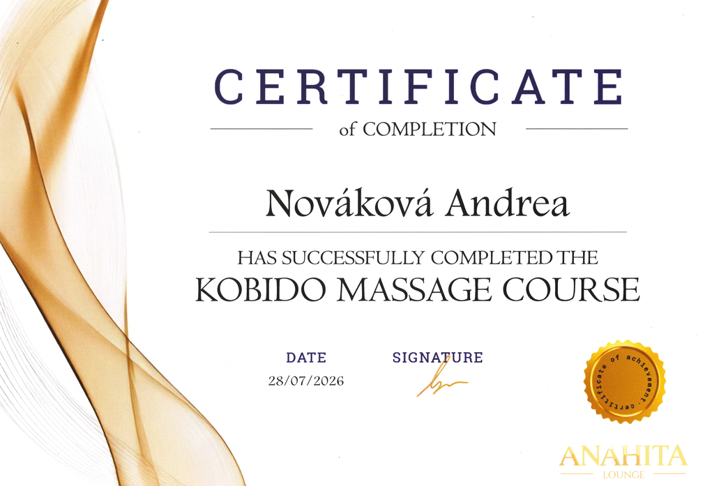 Certifikát Kobido Masáže